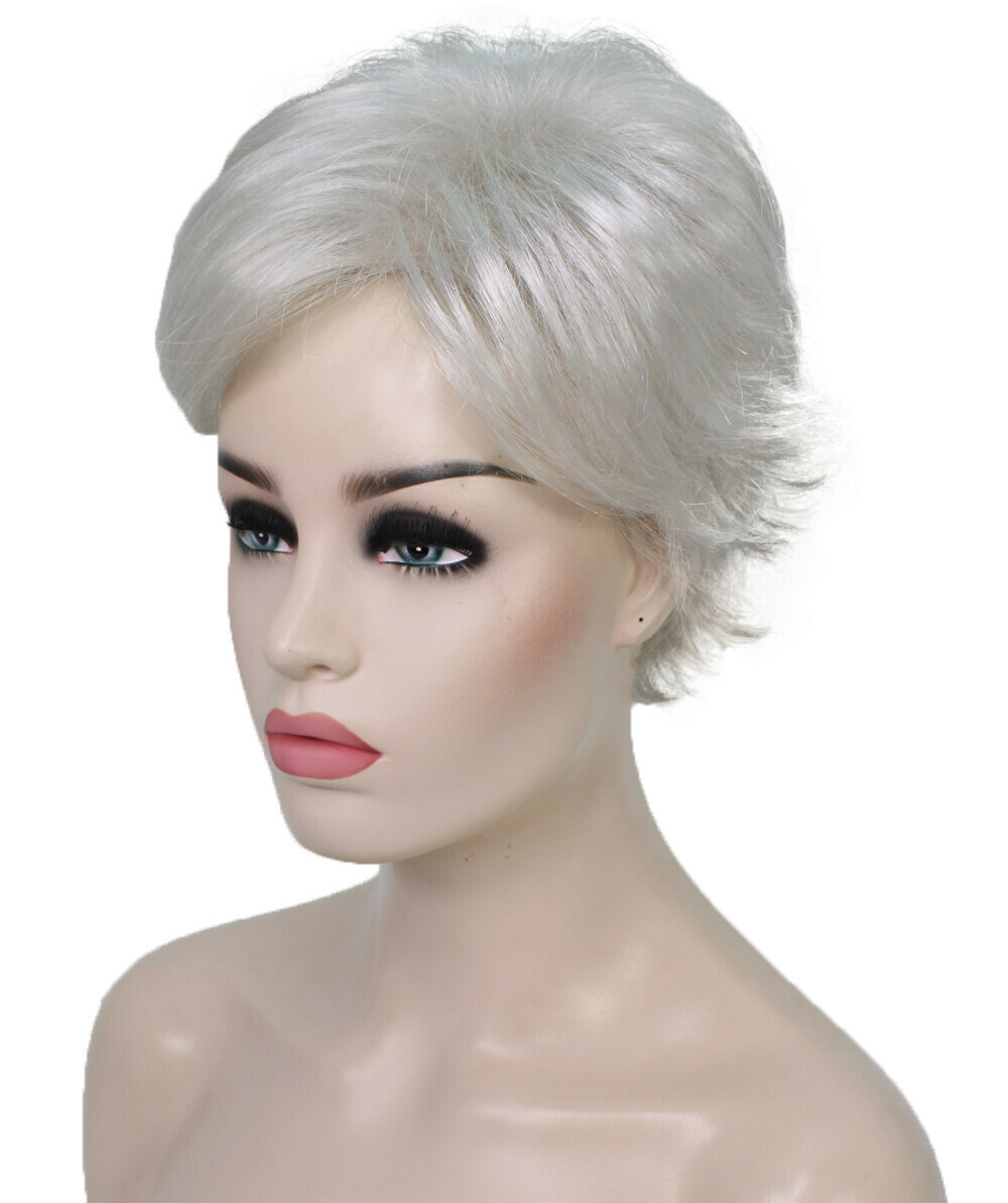 Dorothy – Straight Kanekalon Synthetic Fiber Full Wig, 2-4.5 in, Silver Grey