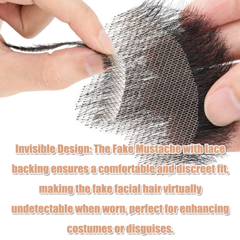 Fake Beard 100% Human REMY Hair Face Beard Mustache for Adults Men Film Makeup