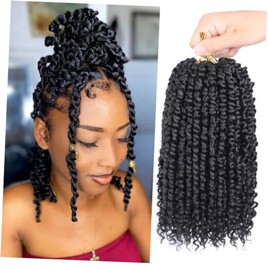 8 Packs Passion Twist Crochet Hair 10 Inch Pre Twisted 10 Inch (Pack of 8) 1B#