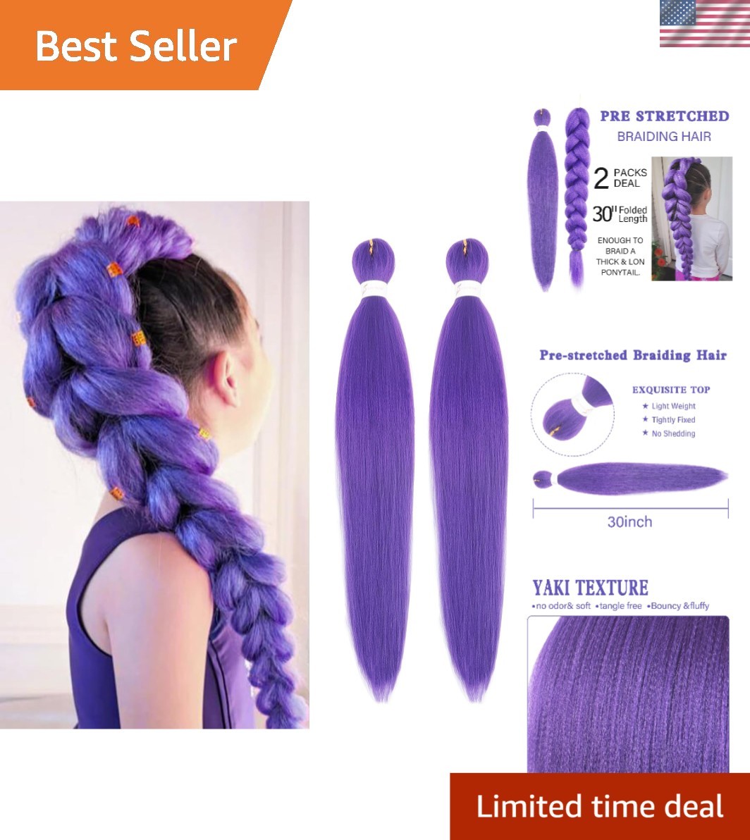 Flame-Retardant 30 Inch Purple Braiding Hair – Tangle Free & Easy to Install