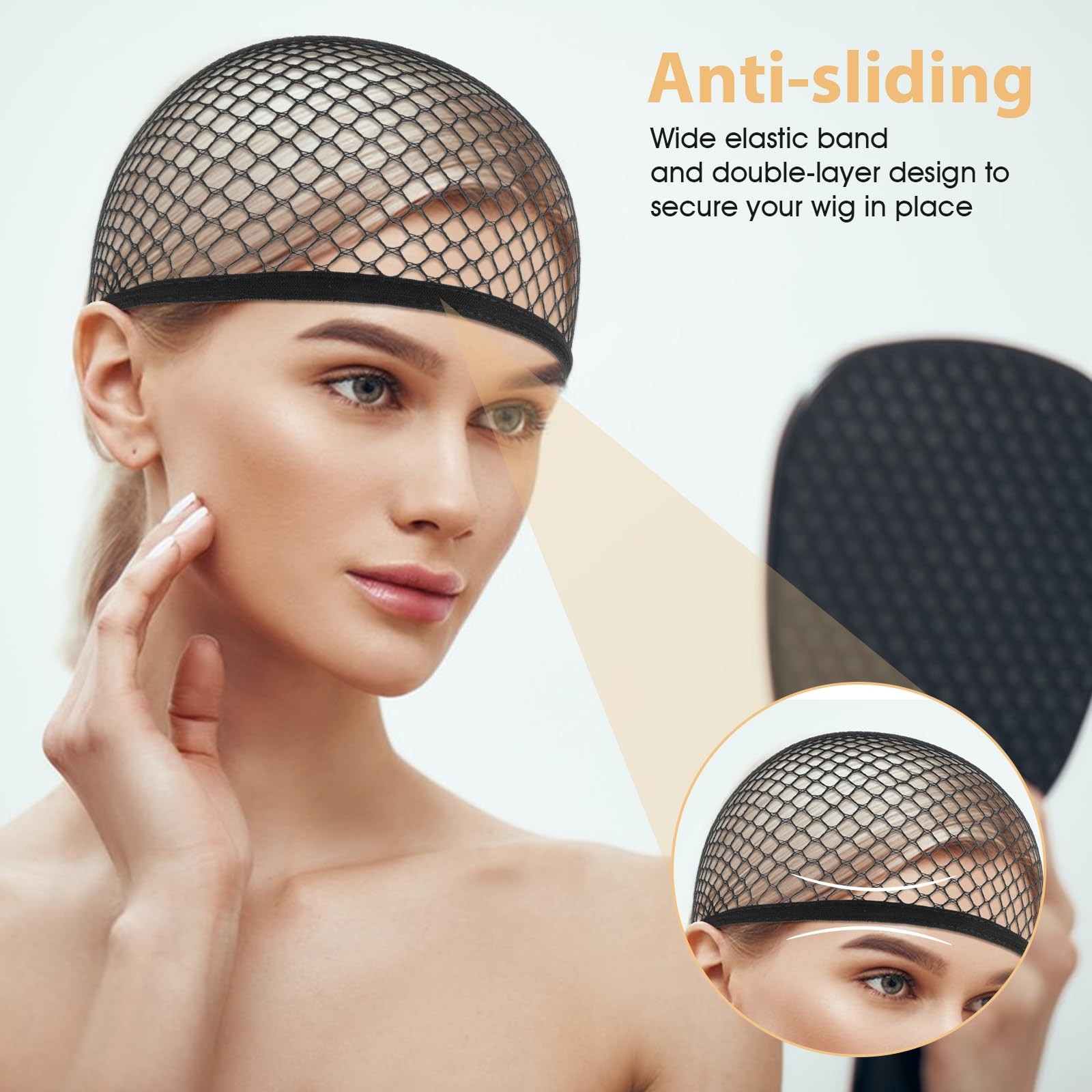 10 Pcs Mesh Wig Caps for Women, Black Cap Net Nylon Hair