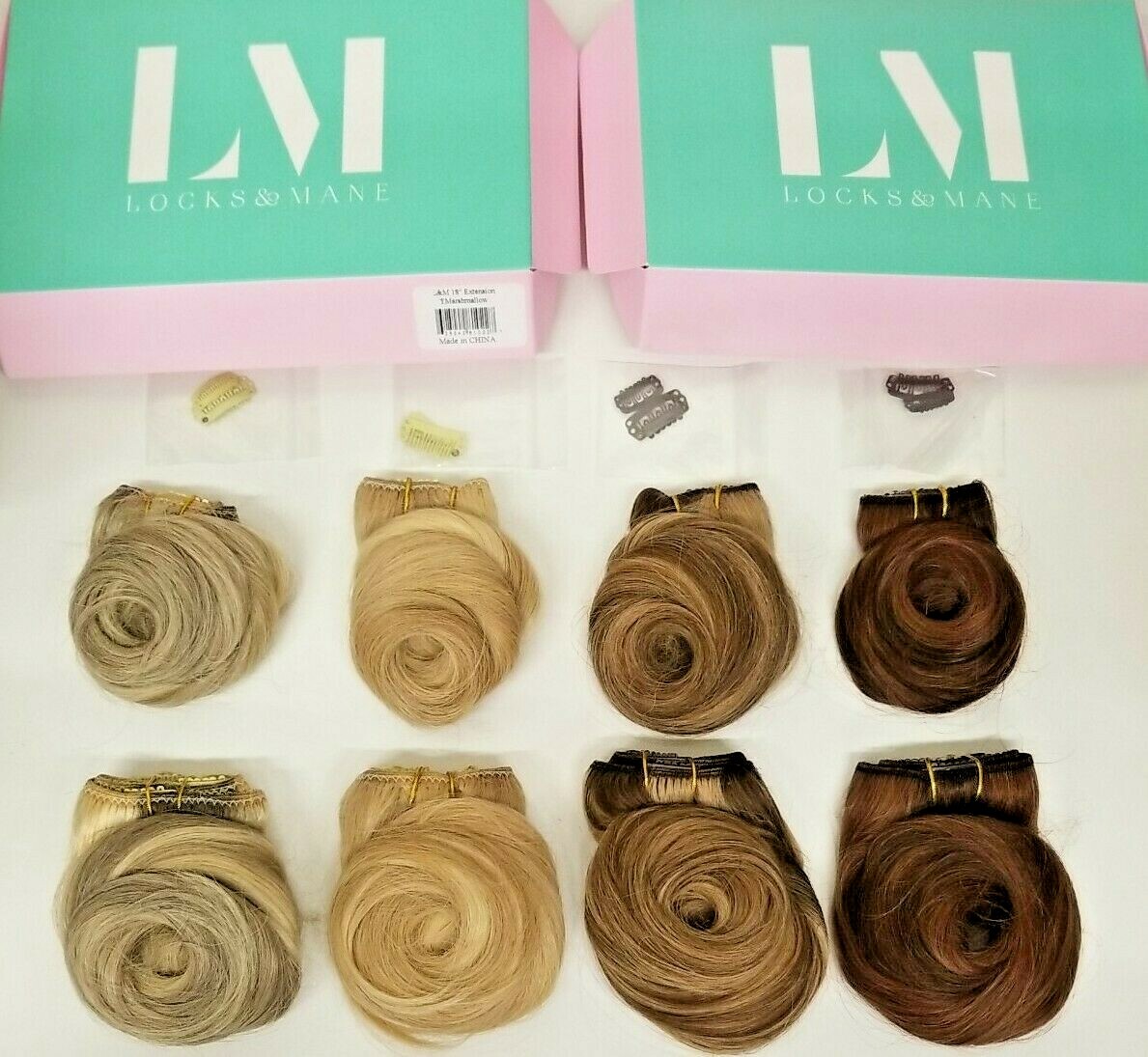 Human Hair Clip In Extensions – New in Box Brown Ginger Blond 12” LOCKS & MANE