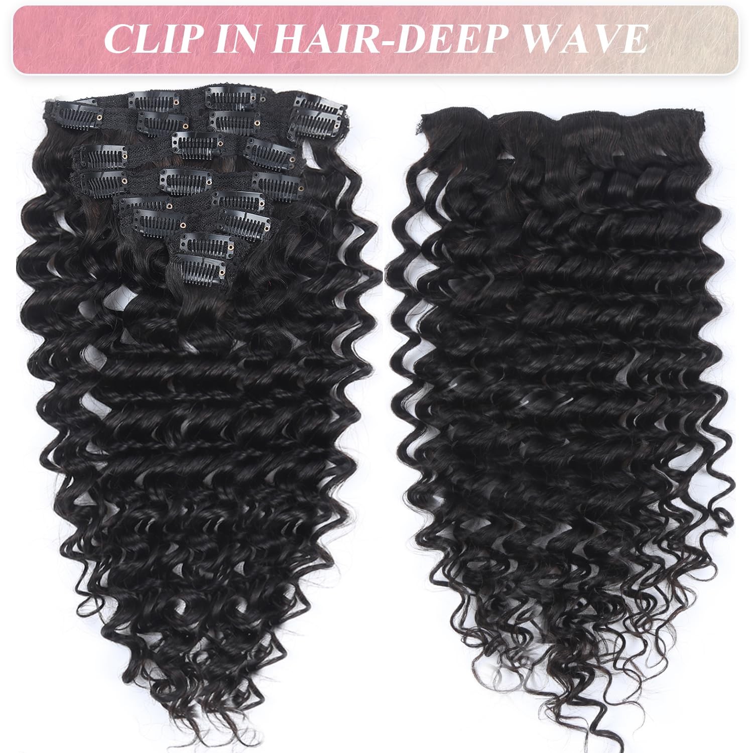 Unipearl Deep Wave Clip In Hair Extensions Real Human Hair 14 Inch Deep Curly