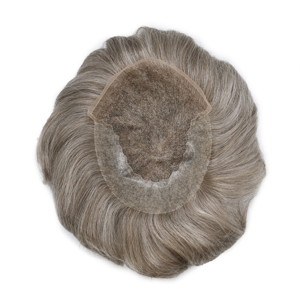 Mens Toupee Hairpiece French Lace Front Hair System Replacement PU Skin Mens Wig