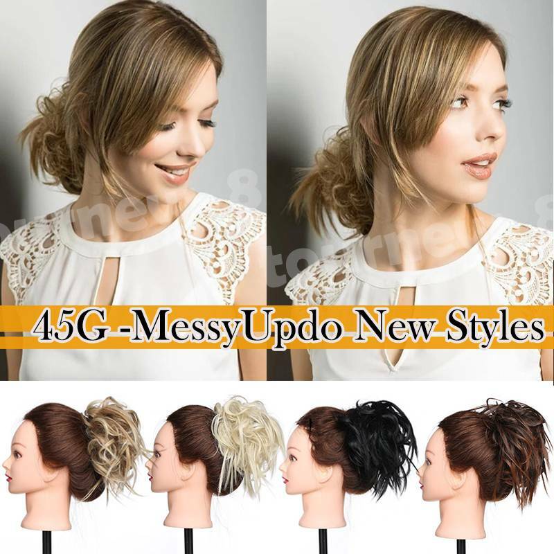 45/85G Real Messy Bun Updo As Human Hair Extensions Scrunchie Tousled Ponytail