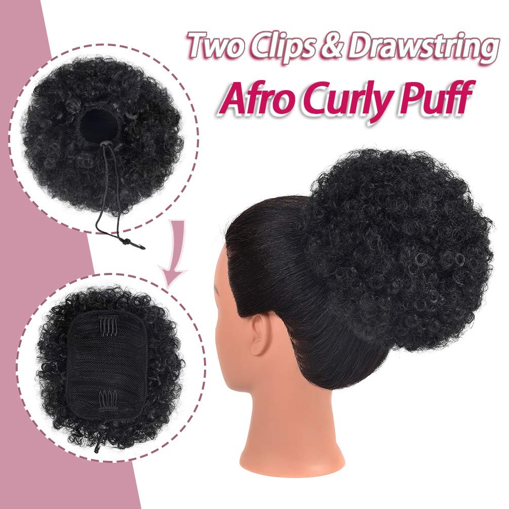 rosmile Afro Puff Drawstring Ponytail Diameter: 7″-8″, Natural Black #1B