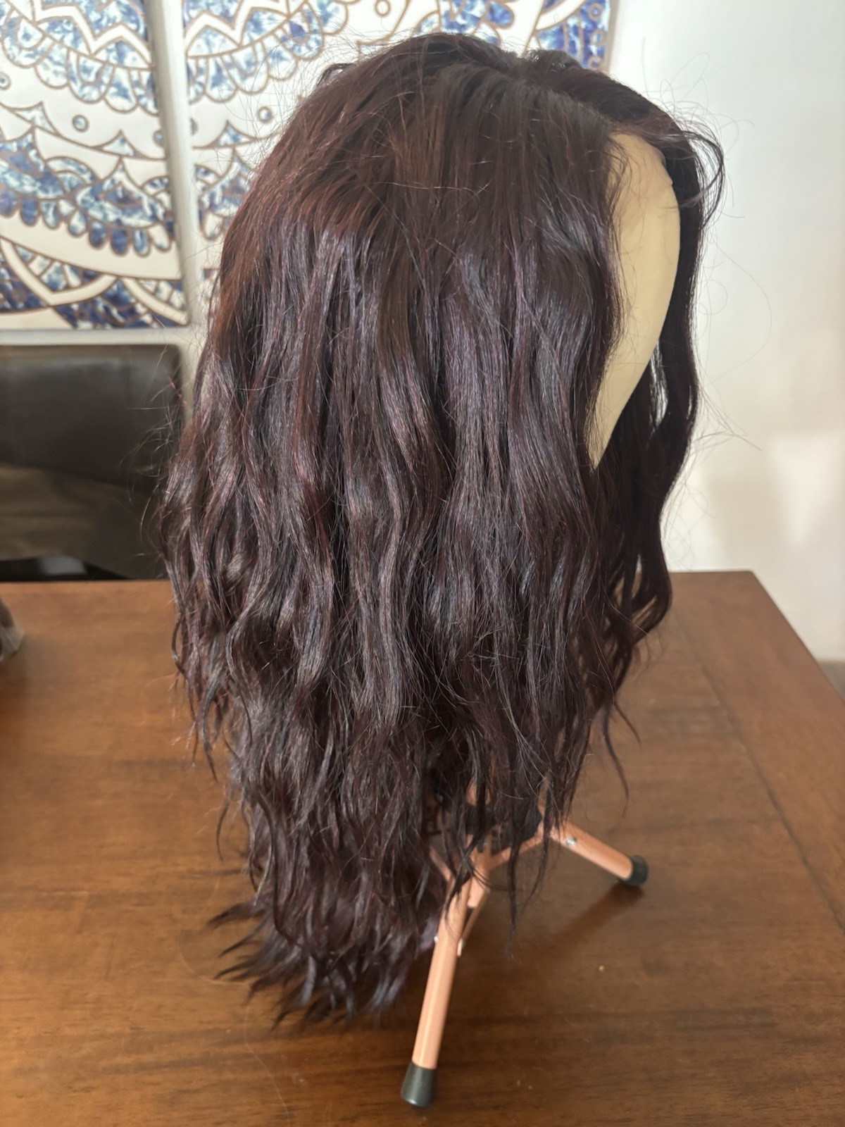 Lace Front C-Part Burgundy Blend Synthetic Heat safe Wig
