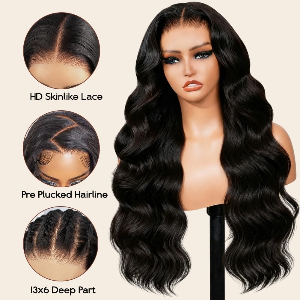 250 Density 30 Inch Lace Front Wigs, 100% Human Hair,[2-Year Life,260g], 13×6…