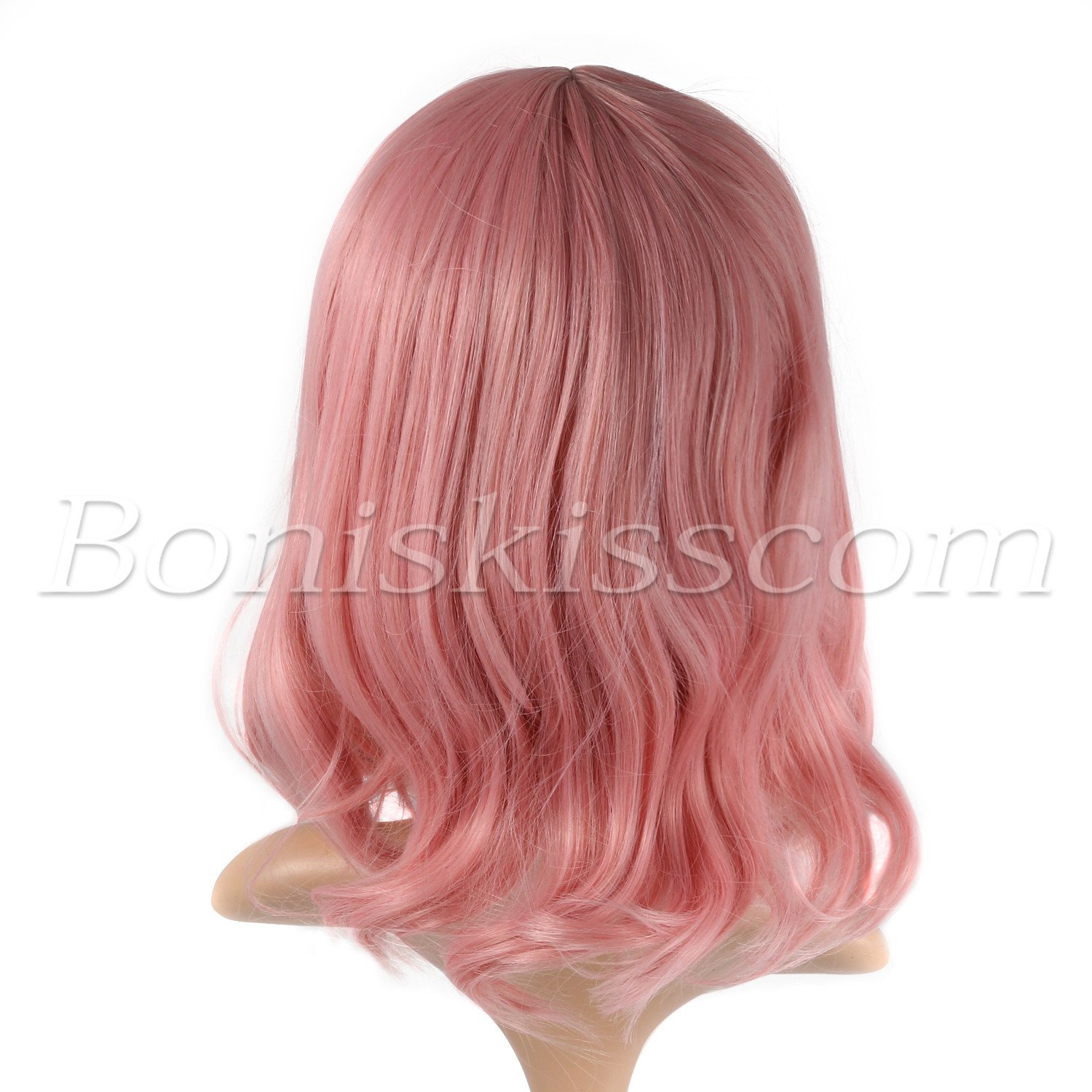 Women’s Girls 35CM Short Pink Curly Synthetic Cosplay Costume Party Stage Wig