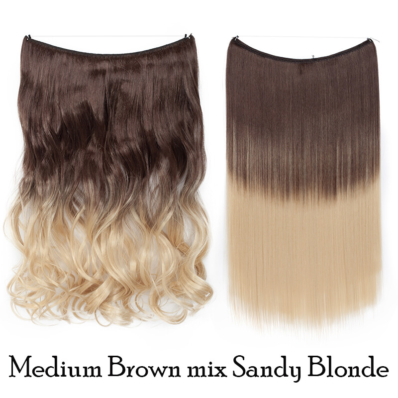 Real Long Wire Hair Extensions Invisible Hidden Wire Secret Headband 20-24″ USA