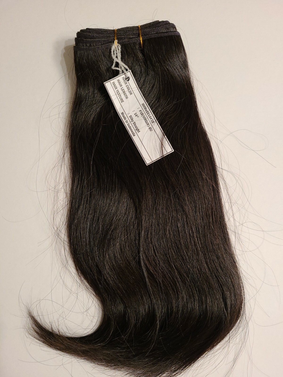 Human Hair 14″ Silky Straight #1B-( VIRGIN) Hair Bundle Made In INDONESIA