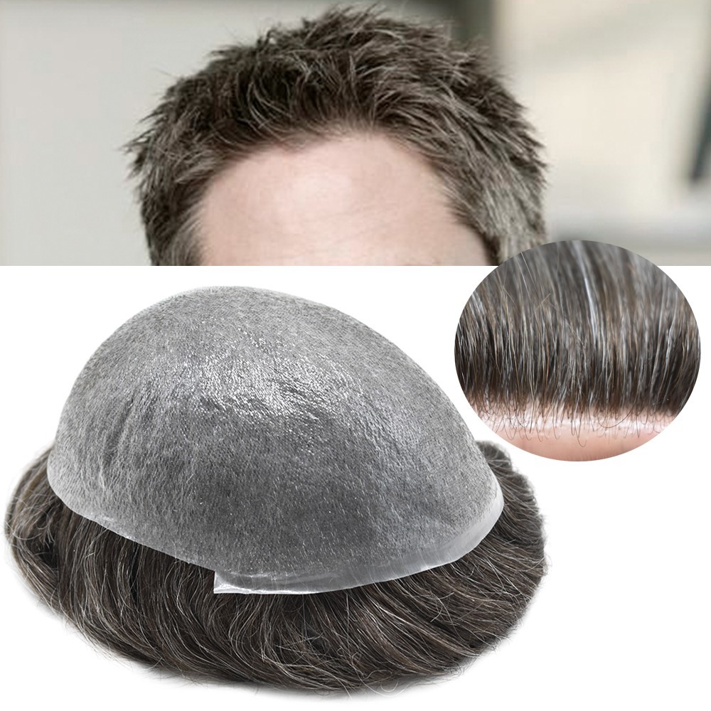 Men Toupee Human Hair Replacement Systems for Men Ultra Thin Skin Mens Hairpiece