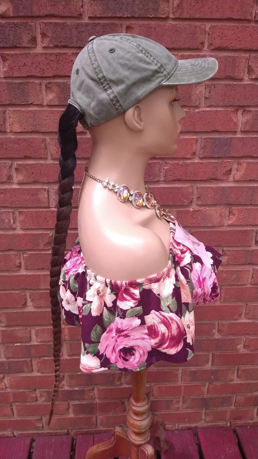 Handmade Ponytail Hat Wig | 32″ Ombre Auburn Long Whip Braided Yaki Texture