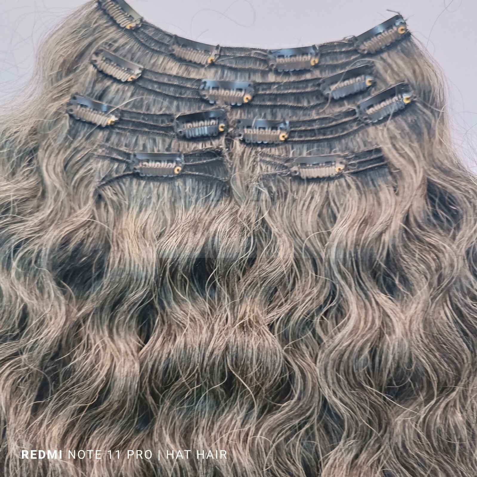 Grey Wavy Clip Hair Extensions-Grey Salt And Pepper Clip Hair Extensions
