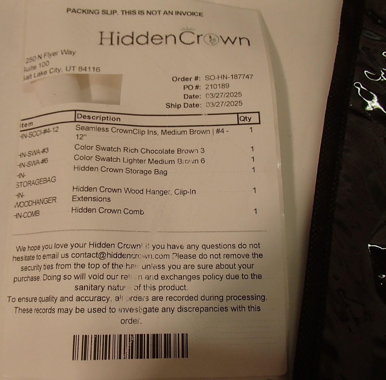 Hidden Crown Seamless CrownClip Human Hair Extensions #2 Brown 12” NEW Kit