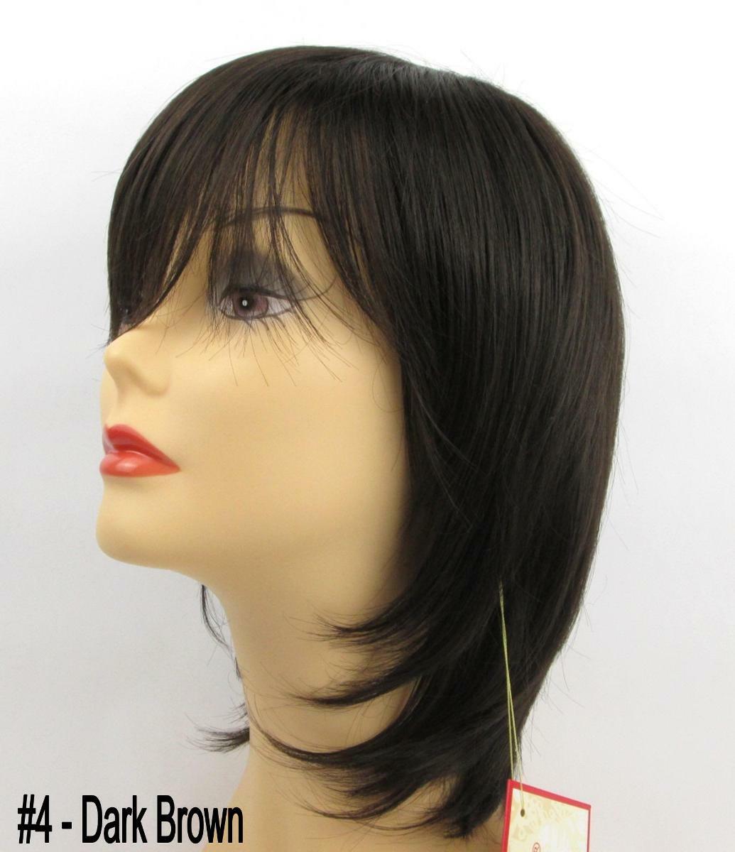 SHORT MID-LENGTH STRAIGHT HAIR FACE-FRAMING LAYERED SHAG BOB WOMENS WIG ELLEN