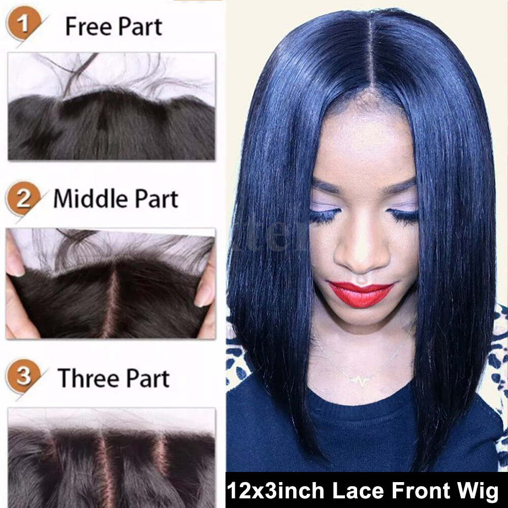 Short Bob Wavy Lace Front Wig Indian Virgin Human Hair Wigs Natural Hairline P9G