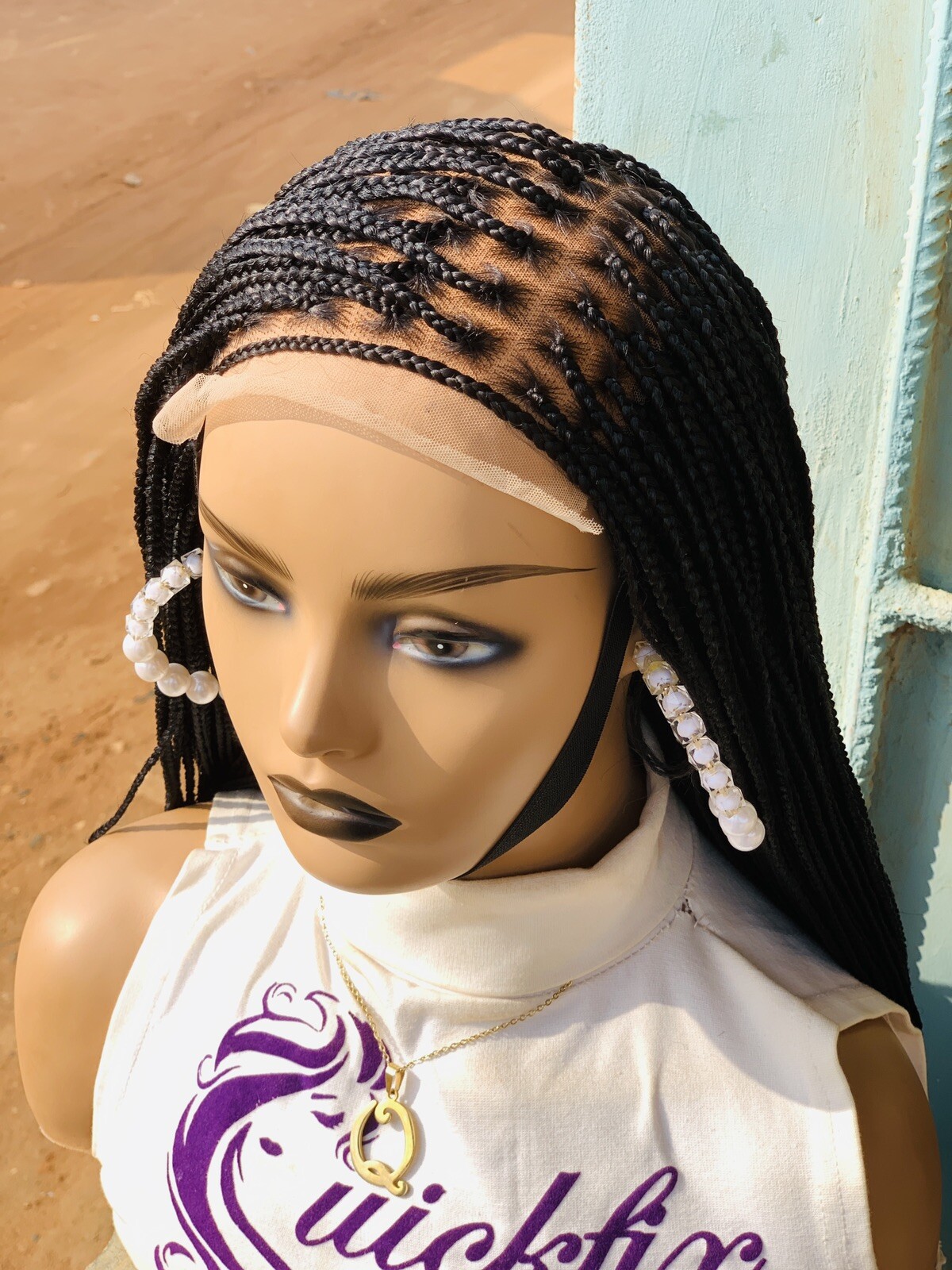 Hand Braided Swiss 6*6 Lace Closure knotless Braids Women Wigs Long Synthetic