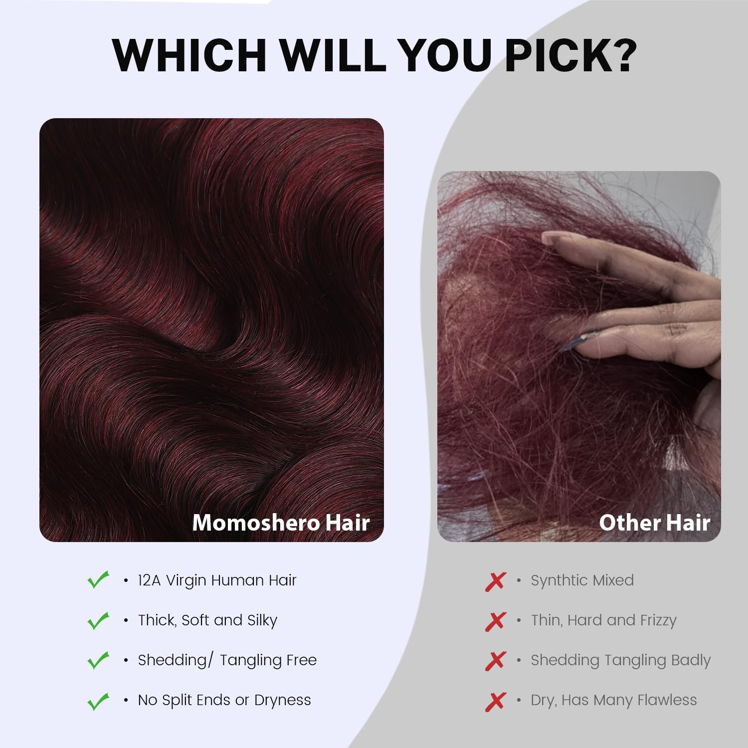 Momoshero 99J Dark Burgundy Body Wave 3 Bundles Human Hair 2X6 Kim K Lace