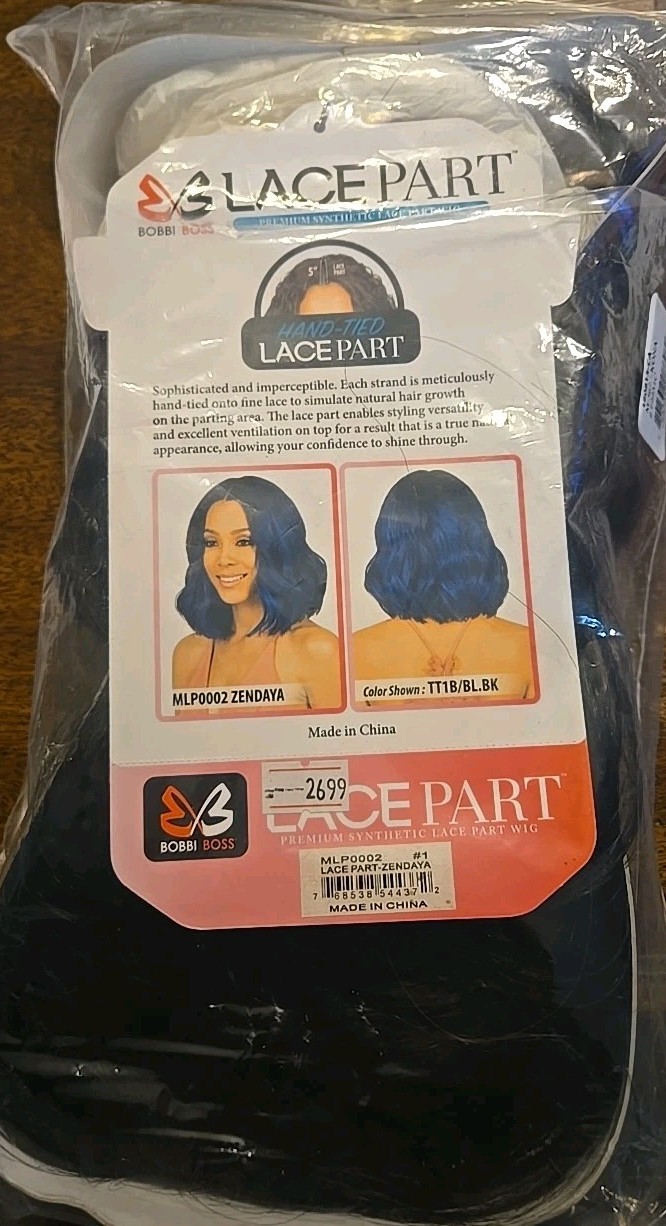 Bobbi Boss Premium Synthetic Lace Part Wig – MLP0002 ZENDAYA Color 1 BLACK
