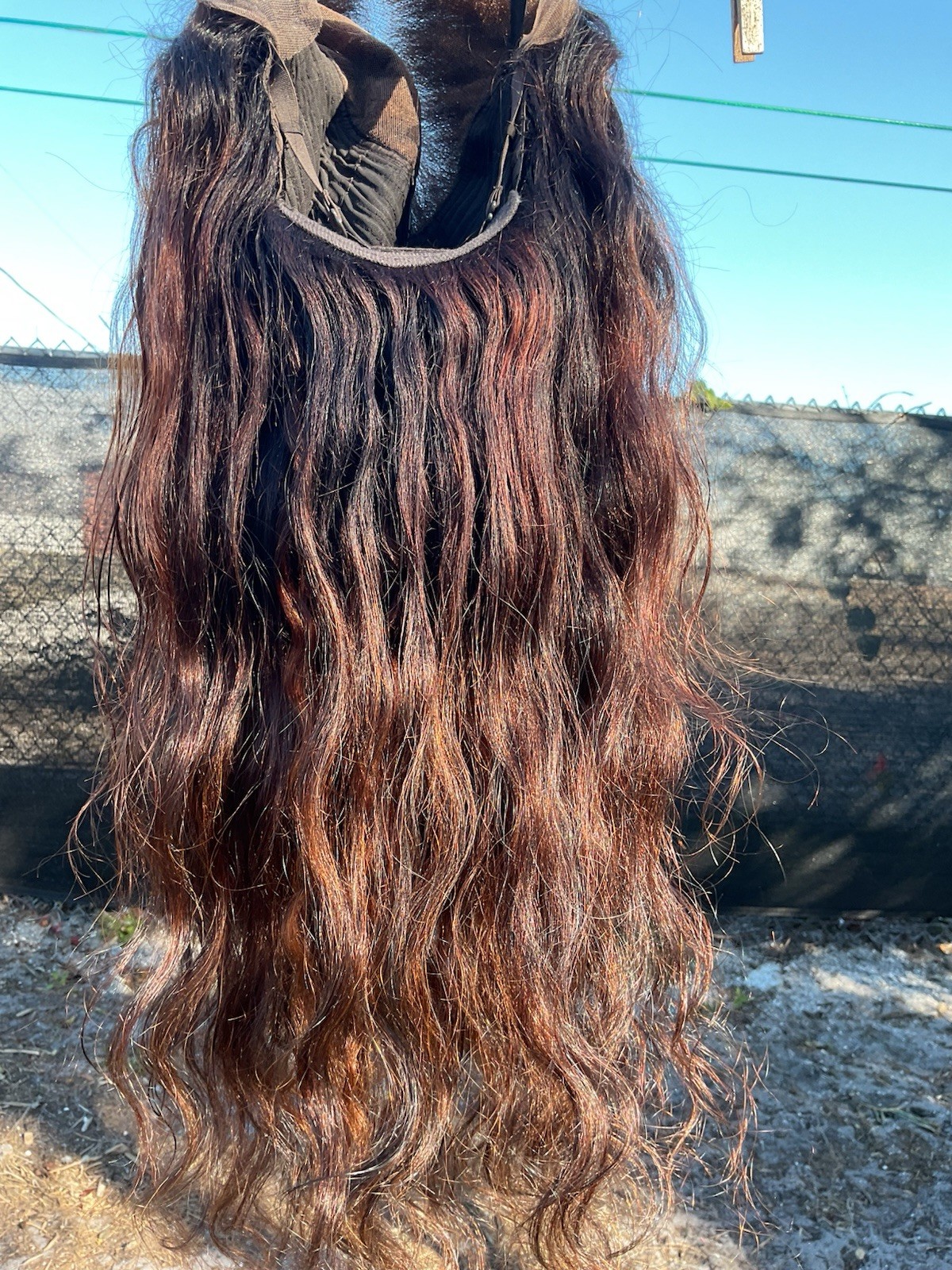 100% Human Hair Glueless Lacetop 26” Wavy Dark Brown/Auburn Highlights NWOT