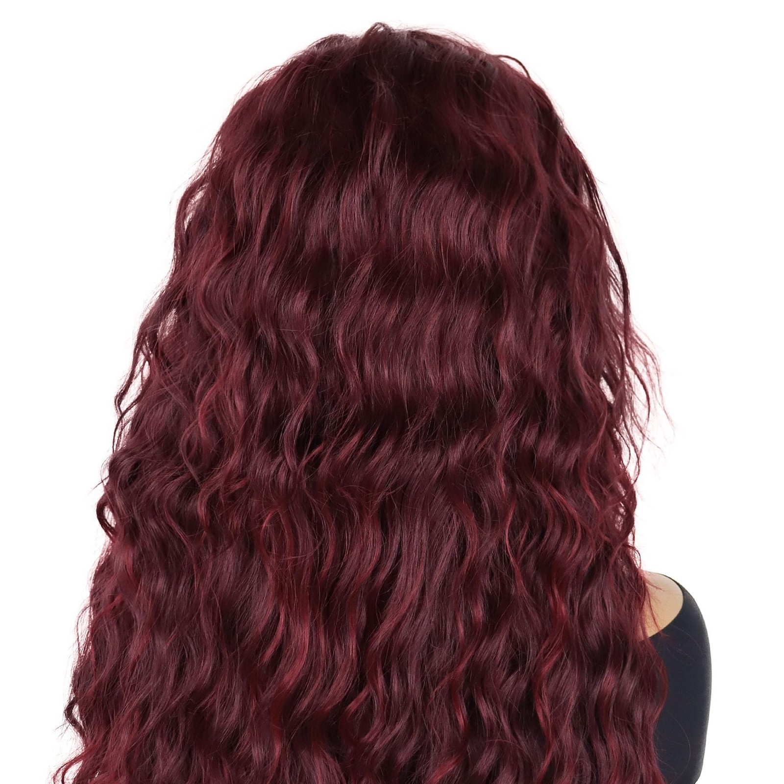 Gnimegil Long Red Curly Wigs For Women Part Burgundy Wig Layered Haircut Fluffy