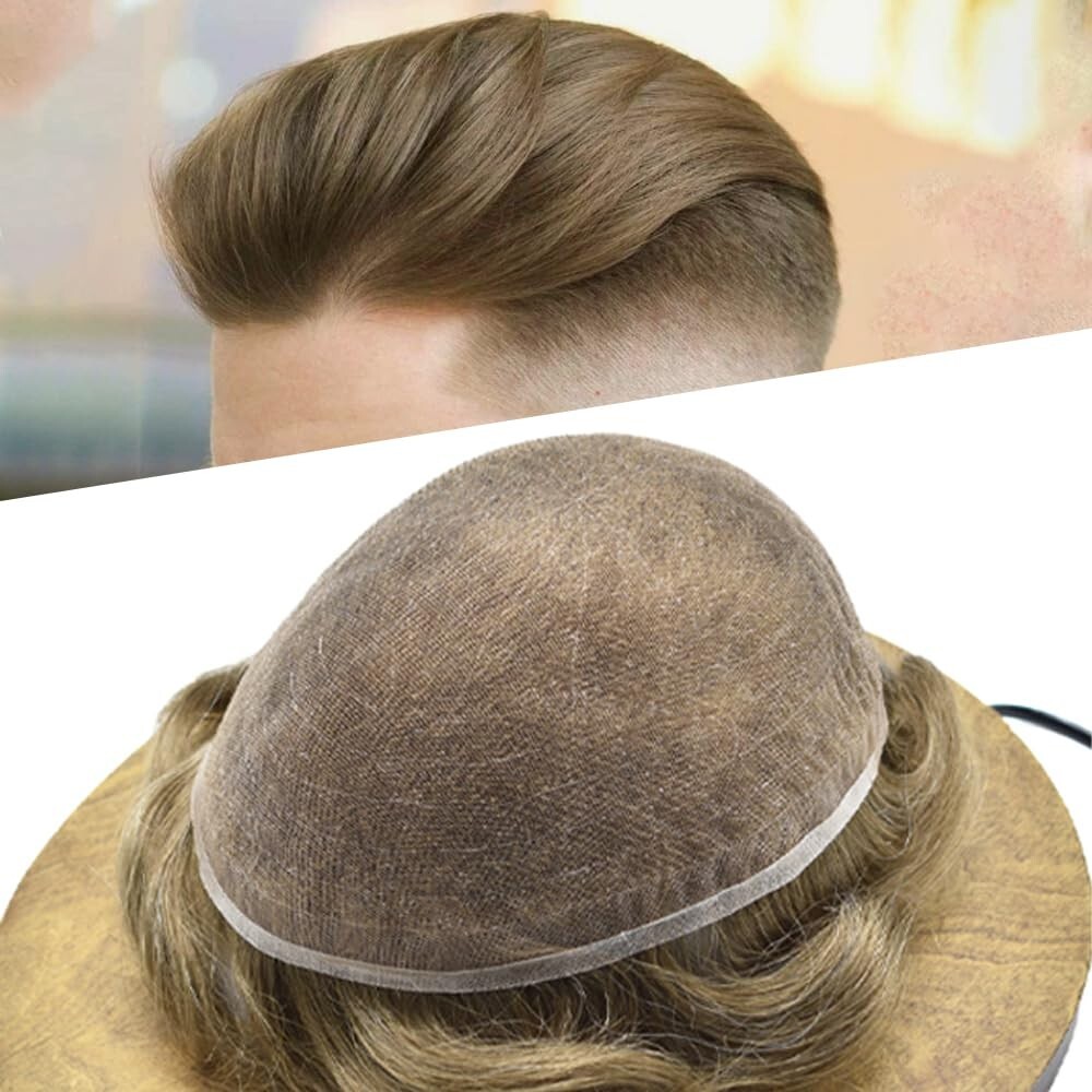 Full French Lace Hair Replacement System For Man Swiss Lace Men Toupee Hairpiece
