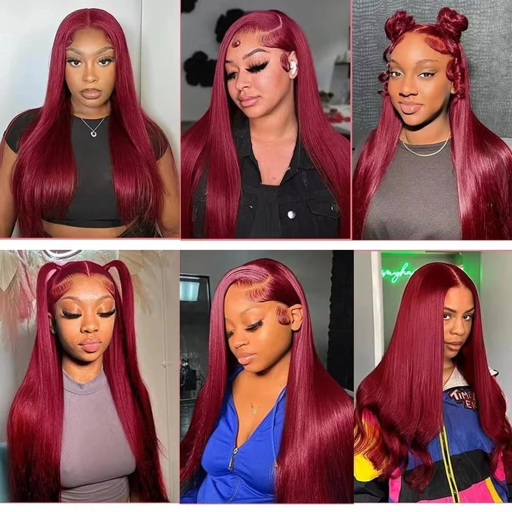 Versatile 99J Dark Burgundy Straight Hair Bundles – Perfect for Weaving or Wigs