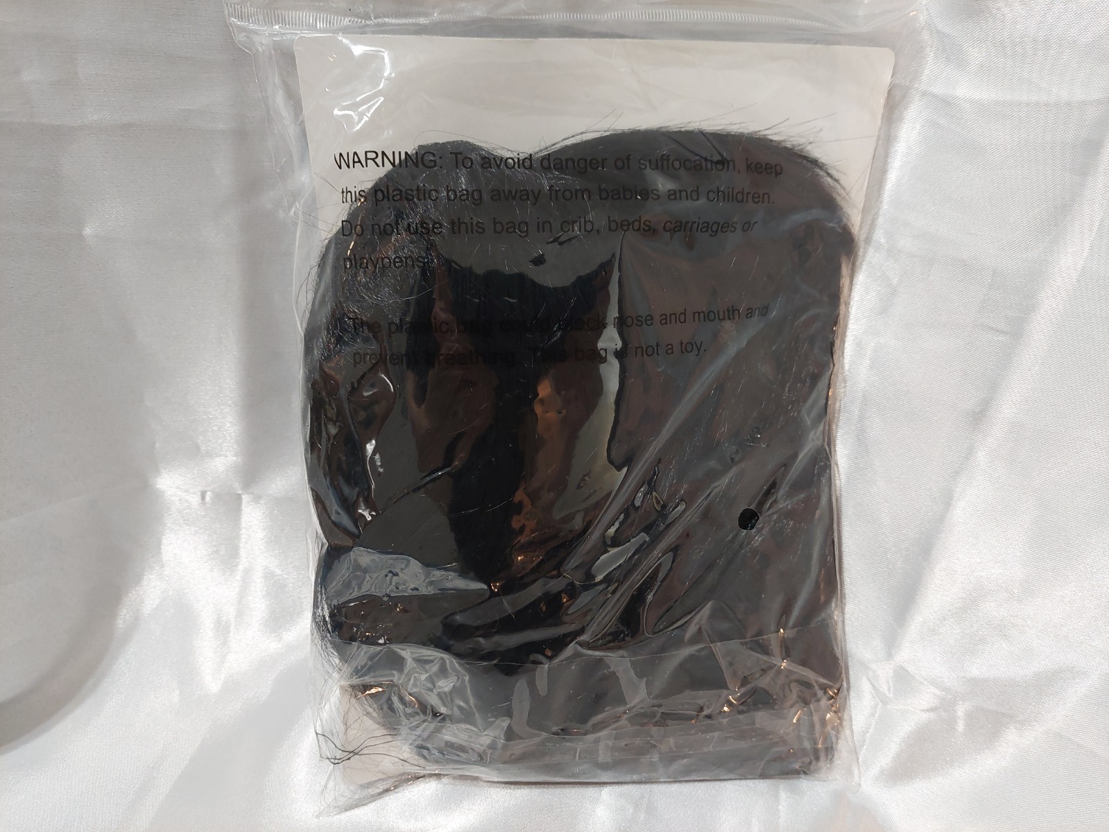 HAPPY HALLOWEEN LONG BLACK WIG – ONE SIZE FITS MOST – SEALED NEW IN BAG
