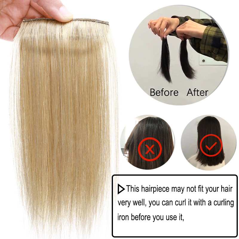 Thick Hair Pad Clip In Topper Base Remy Human Hair Extensions Short Hairpiece US