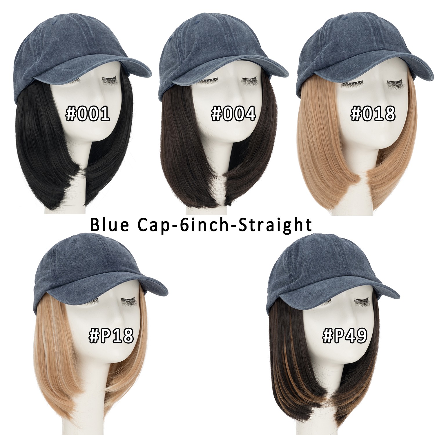 Women long Wavy Wig Baseball Cap With Synthetic Hair Adjustable Dad Hat Natural