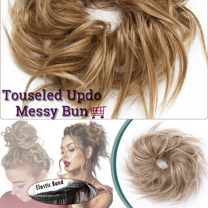 Messy Curly Fake Hair Bun Piece Extensions Hairpiece Hair Clip In Scrunchie 45g