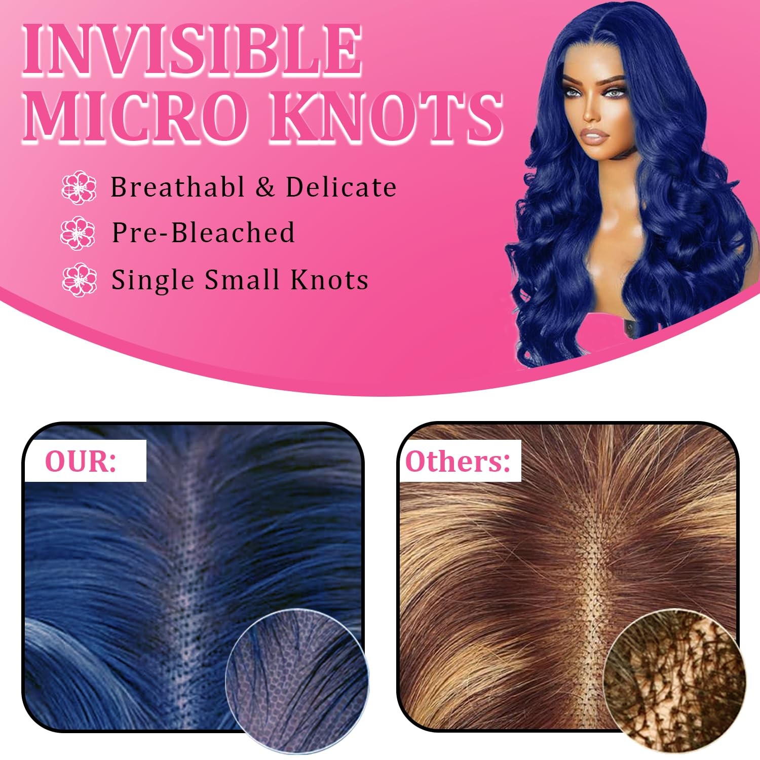 Fotukil Blue Body Wave Lace Front Wig Human Hair 13X6 Blue Wig Human Hair Wear
