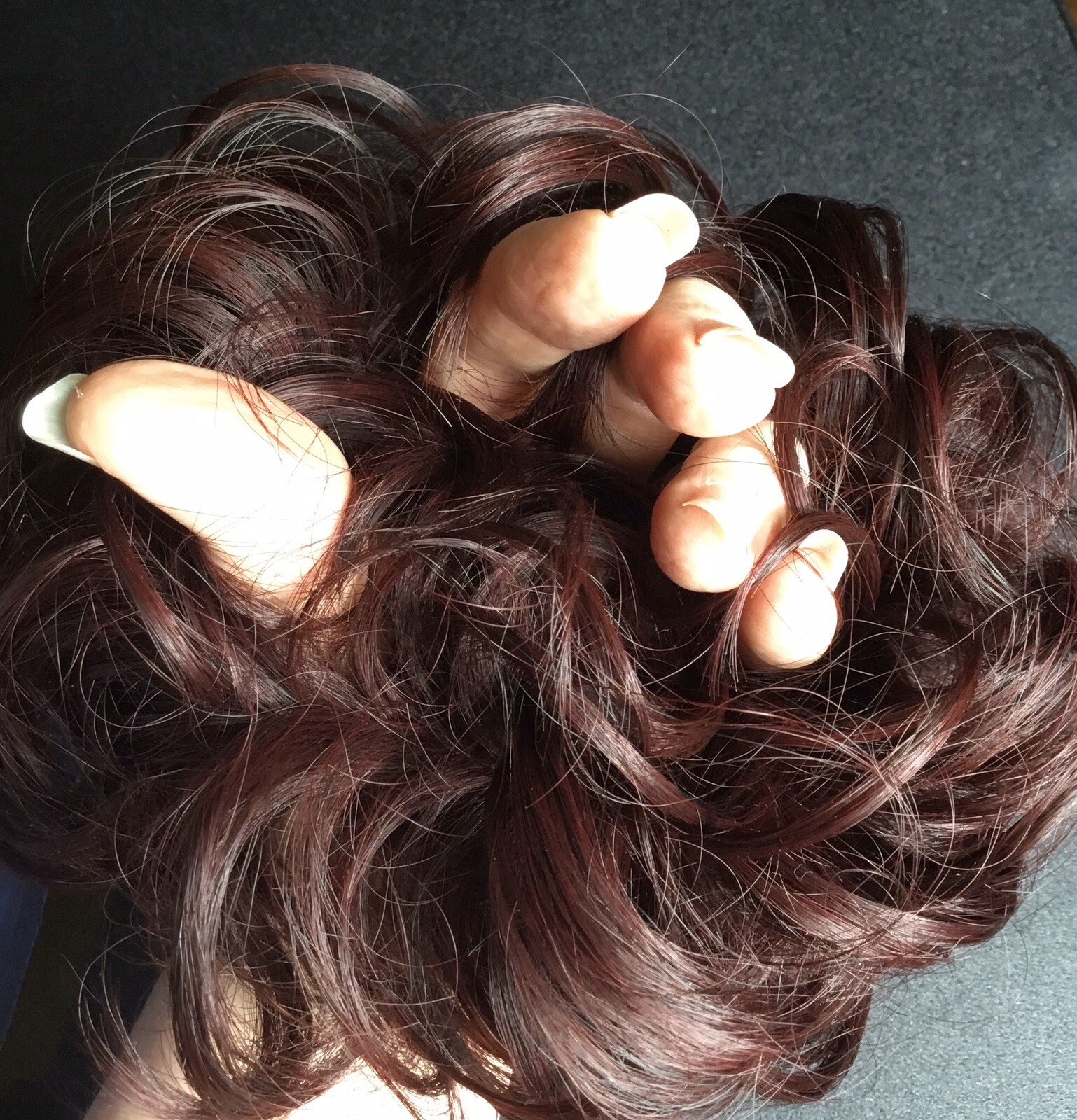 New! Large Scrunchie Hairpiece Bun Burgundy Synthetic New Without Tags! (4-SCH)