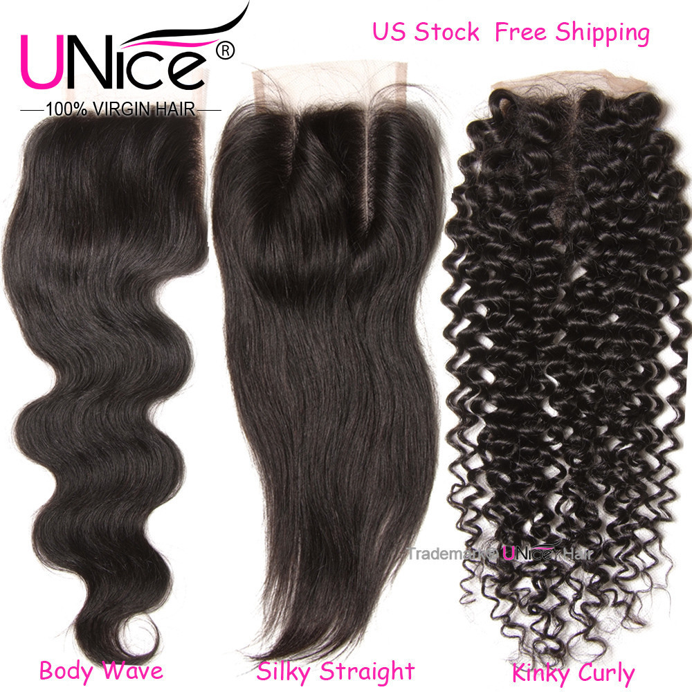 UNice Hair 7A Cambodian Curly/Straight/Body Wave Human Hair 4×4 Lace Closure US