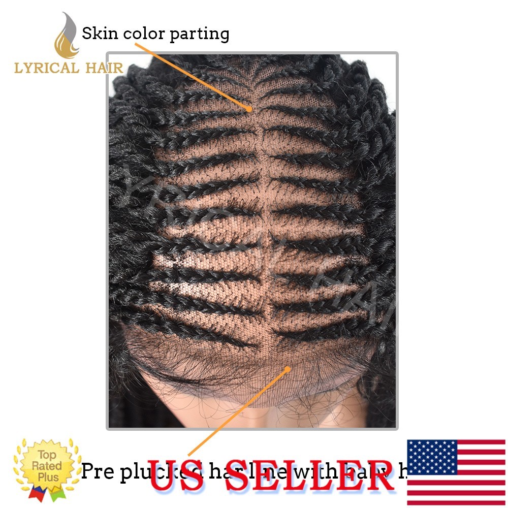 Micro Twist Swiss Lace Front Box Hand Braided Wigs For Women Synthetic Baby Hair