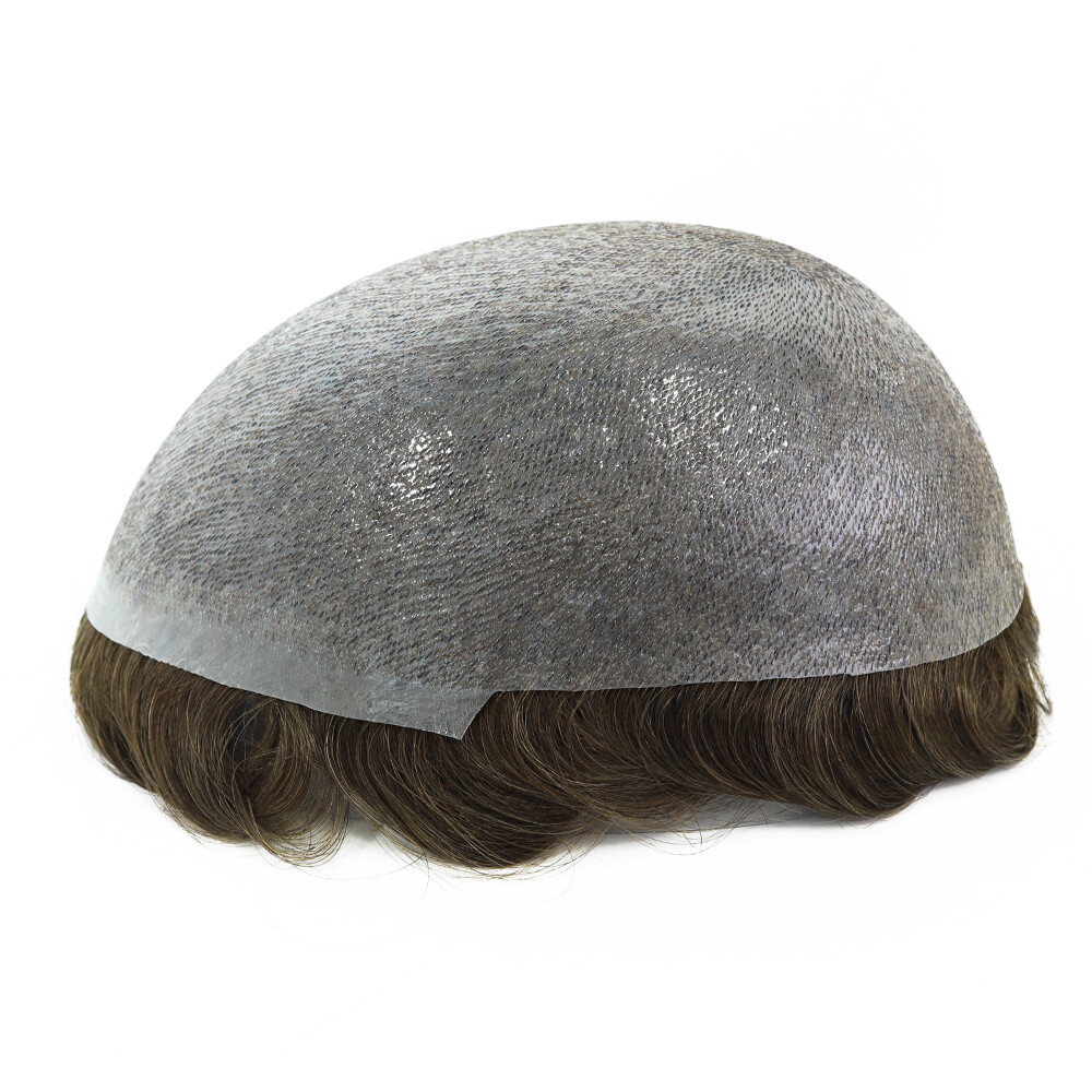 Toupee For Men Hair Replacement System Thin Skin Real Wigs Human Hairpieces BIO