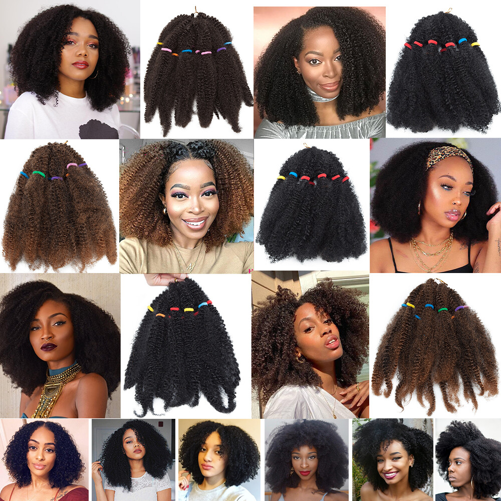Afro Kinky Crochet Hair Crochet Marley Braids Hair Extension For Black Woman US
