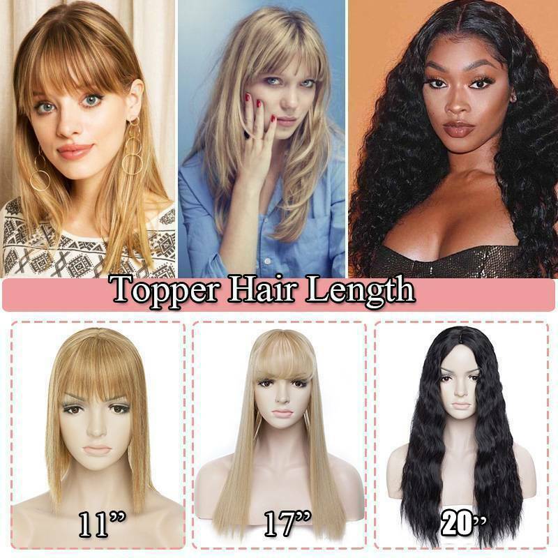 100% Natural Clip In Topper Hair With Bang Toupee Hairpiece Extension For Human
