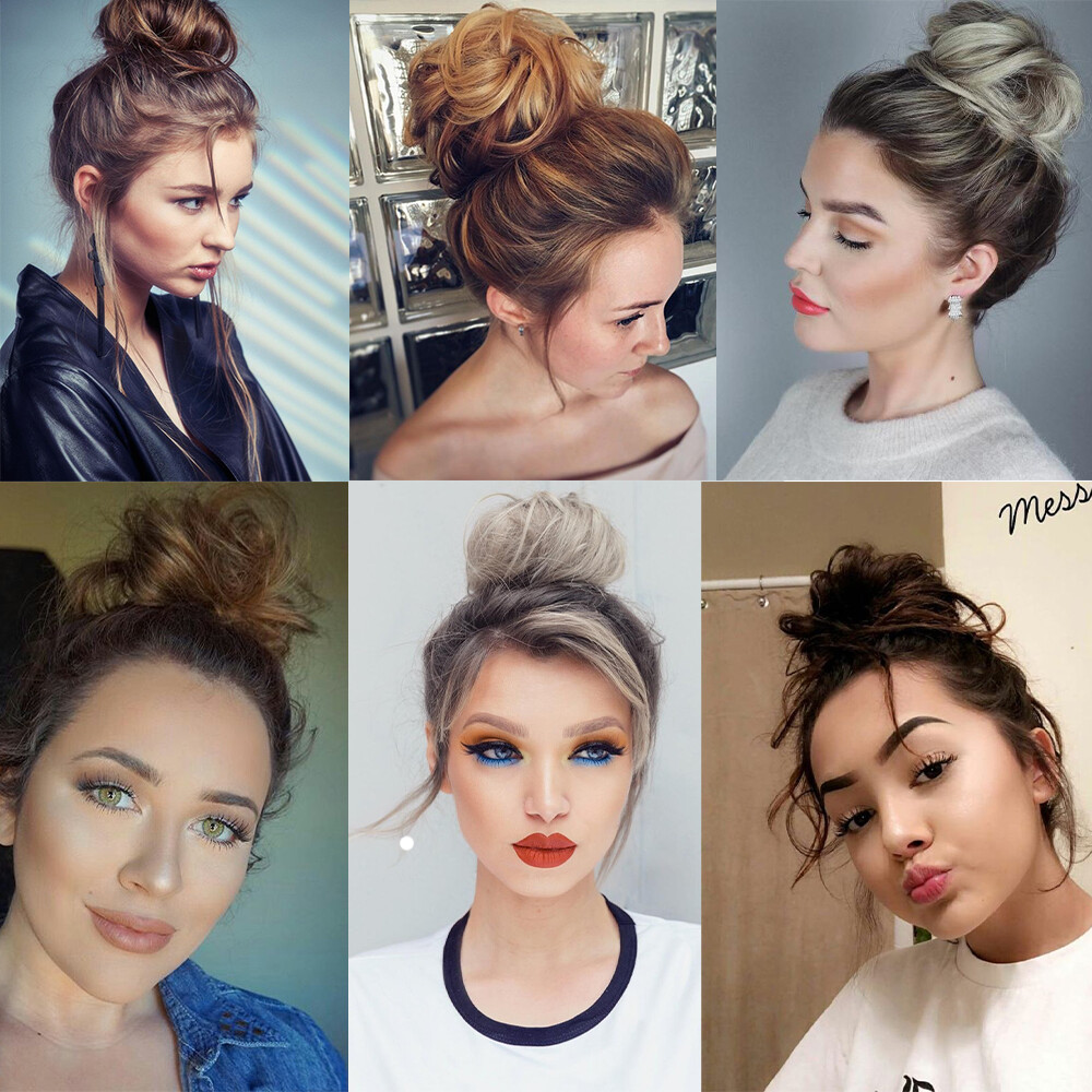 Curly Messy Scrunchie Bun Updo Wrap on Pony Hair Extensions Fake Hair Woman US