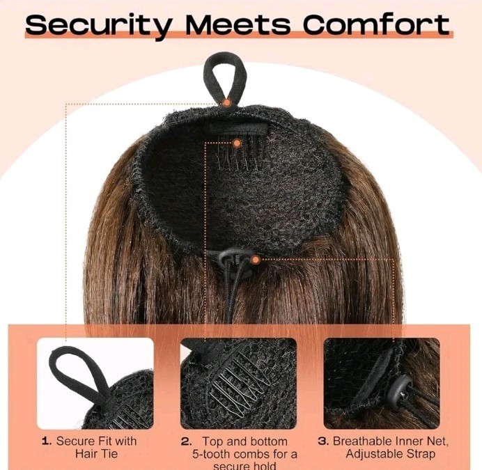 SEIKEA Cheer Ponytail Hair Piece 16″ Straight, Brown with Blonde Highlights