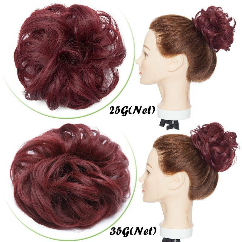 Large Messy Bun Curly Scrunchie Hair Piece False Updo Cover Hair Extension Thick