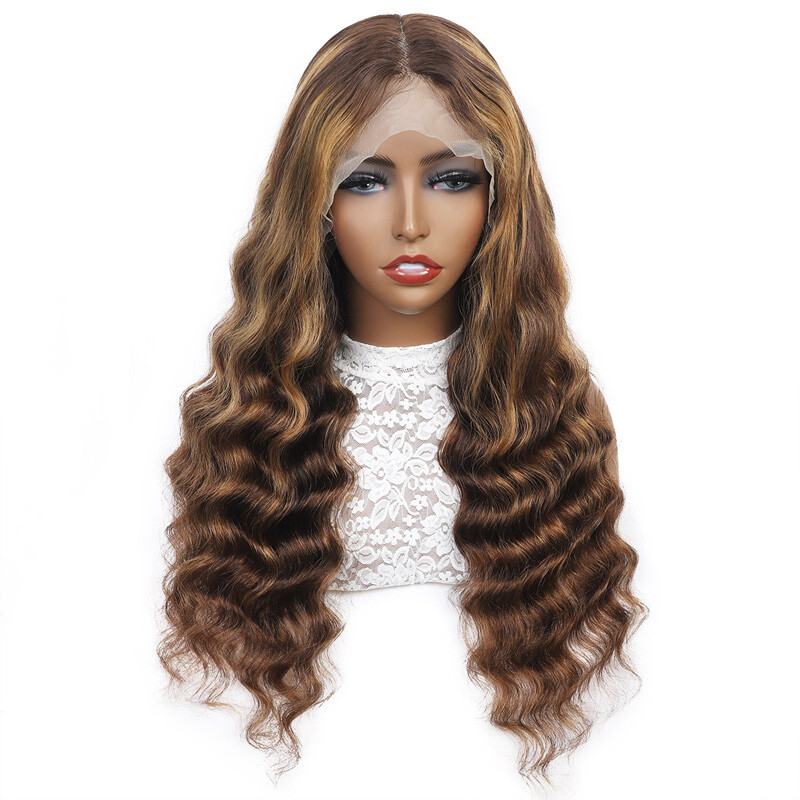 13*4 Lace Front Wig Brazilian 100% Human Hair P4/27 Silky Straight Body Wave