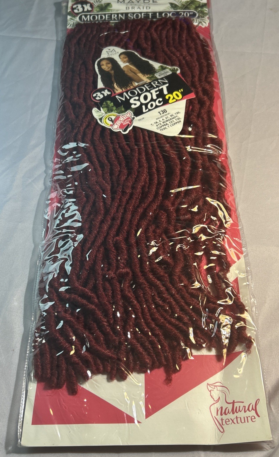 Mayde Beauty 3X Modern Soft Loc 20” Crochet Braid Color 130 Burgundy NEW