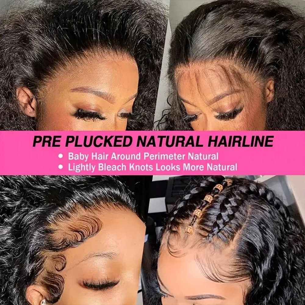 30″ 13×6 Deep Wave Lace Front Wig – 200% Density, 100% Human Hair, Glueless, No