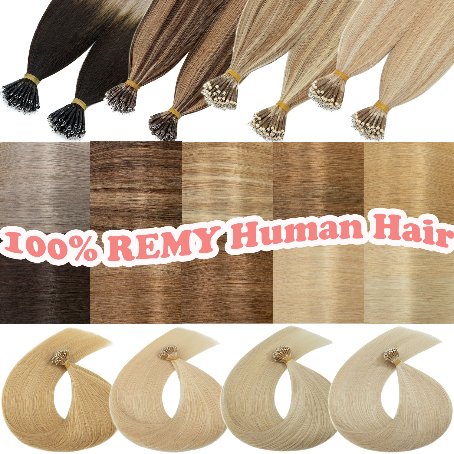 CLEARANCE Nano Ring 100% Human Remy Hair Extensions Micro Loop Beads Ombre 100pc