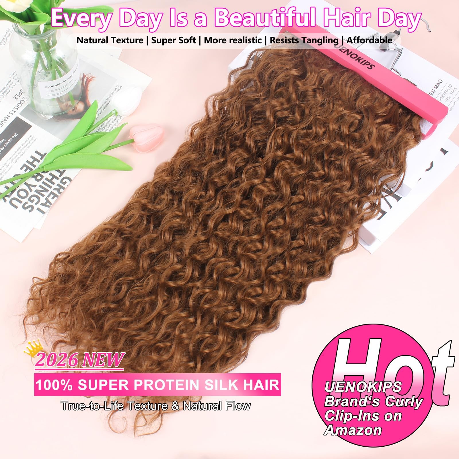 Uenokips Curly Clip In Hair Extensions 6 Pcs 18 Clips Water Wave Clip Ins 100