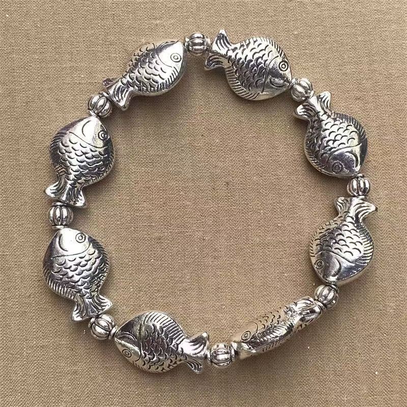 Antique Zang silver solid silver annual surplus bracelet for men and women, vint