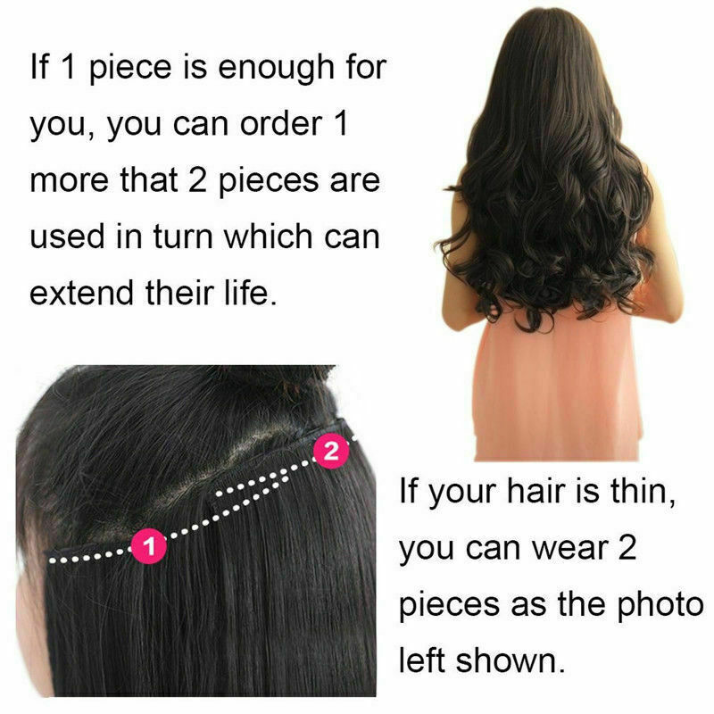 Real THICK Clips in One Piece Hair Extensions As Human Curly Blonde Hairpiece US