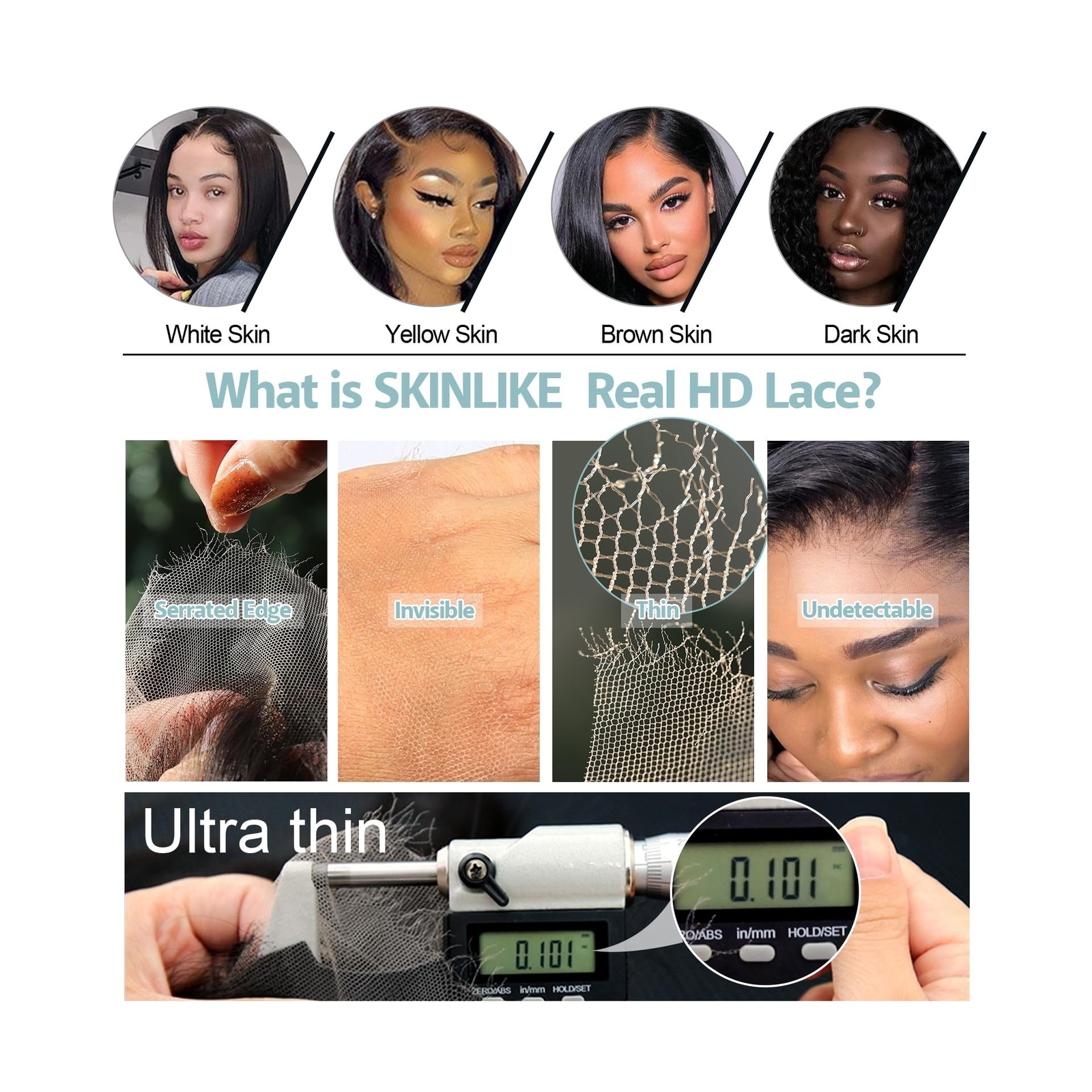 BEEOS SKINLIKE 5×5 HD Lace Closure Only, Deep Wave 0.10mm Ultra-thin Undetect…